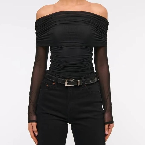 Abercrombie & Fitch Tops - Abercrombie & fitch long sleeve mesh foldover bodysuit